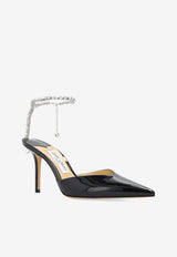 Jimmy Choo Saeda 85 Patent Leather Pumps Black SAEDA 85 BOB-BLACK CRYSTAL
