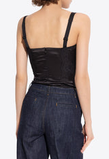 Lace-Trimmed Silk Bodysuit