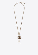 Faux-Pearl DG Logo Pendant Necklace