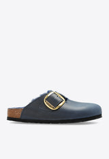 Birkenstock Boston Big Buckle Shearling Mules Navy Blue 1028014 0-MIDNIGHT
