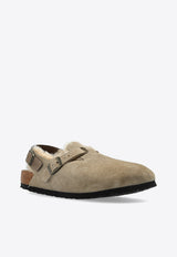 Birkenstock Tokio Shearling Buckled Suede Clogs Beige 1028349 0-TAUPE