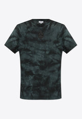 Alexander McQueen Skull Embroidered Tie-Dye T-shirt Navy Blue 808915 QXABL-1000