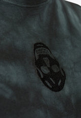 Alexander McQueen Skull Embroidered Tie-Dye T-shirt Navy Blue 808915 QXABL-1000