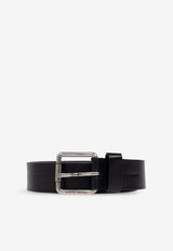 Loewe Roller Curve Calfskin Belt Black E619238X48 0-BLACK VINTAGE PALLADIUM