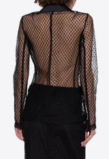 Single-Breasted Mesh Blazer