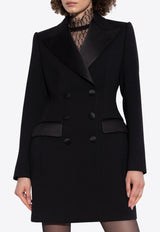 Double-Breasted Long Tuxedo Blazer