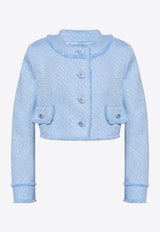 Dolce & Gabbana Single-Breasted Tweed Jacket Light Blue F26X8T HUMUA-F3981