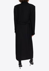 معطف طويل من الصوف بصف أزرار مزدوج