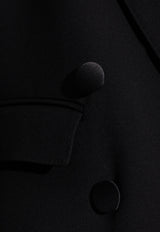 معطف طويل من الصوف بصف أزرار مزدوج