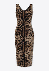 Leopard Print Jersey Midi Dress