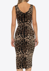 Leopard Print Jersey Midi Dress
