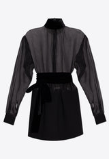 Wool Crepe and Organza Mini Dress