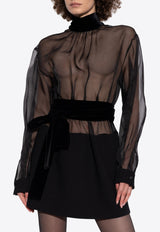 Wool Crepe and Organza Mini Dress