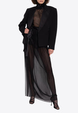 بلوزة من الحرير الشيفون بياقة مرتفعة