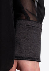 بلوزة من الحرير الشيفون بياقة مرتفعة