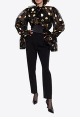 Silk Organza Lamé Polka-Dot Jacquard Blouse