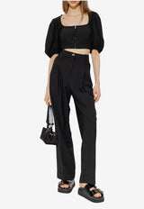 GANNI Straight-Leg Tailored Pants Black F8075 6627-099