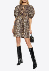 GANNI Leopard Print Mini Dress Beige F9758 6488-943