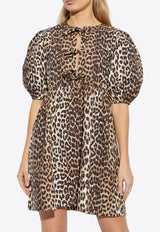 GANNI Leopard Print Mini Dress Beige F9758 6488-943