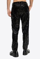 Dolce & Gabbana Classic Sequined Tuxedo Pants Black GP0F3T FLSGD-N0000