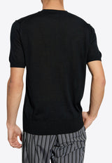 Dolce & Gabbana Chest Embroidered-Logo Cashmere Sweater Black GXX59Z JAWXR-N0000