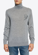Dolce & Gabbana Embroidered-Logo Cashmere Turtleneck Sweater Grey GXW05Z JAWXR-N0038
