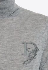Dolce & Gabbana Embroidered-Logo Cashmere Turtleneck Sweater Grey GXW05Z JAWXR-N0038