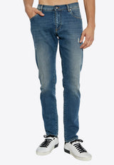 Dolce & Gabbana Back Embroidered-Logo Slim-Fit Jeans Blue GY07CZ G8LN7-S9001