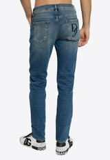 Dolce & Gabbana Back Embroidered-Logo Slim-Fit Jeans Blue GY07CZ G8LN7-S9001