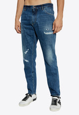 Ripped Type Straight-Leg Jeans