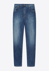 Logo Embroidered Loose Jeans