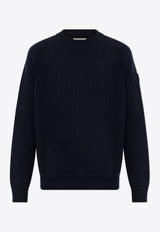 Moncler Wool and Cashmere Crewneck Sweater Navy Blue J20919C00014 M4281-745