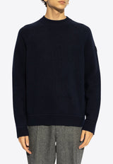 Moncler Wool and Cashmere Crewneck Sweater Navy Blue J20919C00014 M4281-745