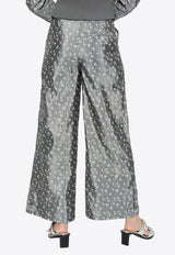 Ganni Floral Jacquard Wide-Leg Cargo Pants Grey W0168 6855-207