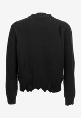 Alexander McQueen Skull Distressed Crewneck Sweater Black 807272Q1BA6 1000