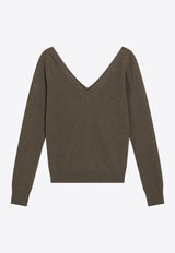 Saint Laurent V-neck Cropped Sweater Green 808068YALL2/R_YSL-1333