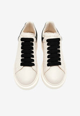 Alexander McQueen Oversized Low-Top Sneakers in Croc-Embossed Leather Cream 808173WHADP 9062