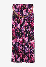 Balenciaga Bouquet Print Long Pleated Skirt Purple 808778TRL38_BALEN-9369