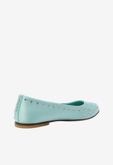 Elie Saab Kids Girls Studded Leather Ballet Flats Turquoise 8087904_TURQUOISE