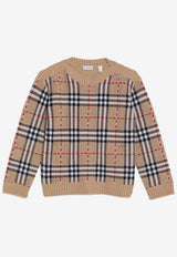 Burberry Kids Boys Vintage Check Wool Sweater Beige 8105822169405_BURBE-B9368