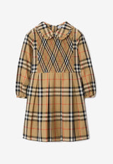 Burberry Kids Girls Vintage Check Shirred Mini Dress Beige 8108991161801/R_BURBE-B9368