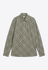 Burberry Check-Pattern Long-Sleeved Shirt Green 8109377164453/Q_BURBE-C3013