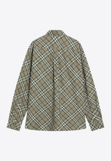 Burberry Check-Pattern Long-Sleeved Shirt Green 8109377164453/Q_BURBE-C3013