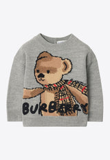 Burberry Kids Babies Thomas Bear Intarsia Kit Sweater Gray 8109473167481/R_BURBE-A1373