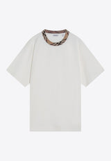 Burberry Check-Trimmed Crewneck T-shirt White 8110100151696/R_BURBE-B7078