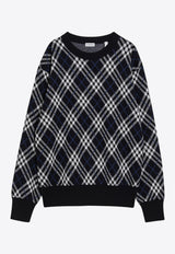 Burberry Checked Wool Sweater Blue 8110614168187/R_BURBE-A1014