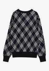 Burberry Checked Wool Sweater Blue 8110614168187/R_BURBE-A1014