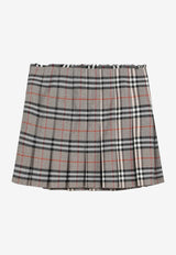 Burberry Checked Wool Pleated Mini Skirt Gray 8113042167564/R_BURBE-C3142