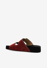 Isabel Marant Lennyo Suede Buckle Sandals Burgundy SD0118FAB2B11S_80BY