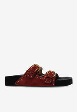 Isabel Marant Lennyo Suede Buckle Sandals Burgundy SD0118FAB2B11S_80BY